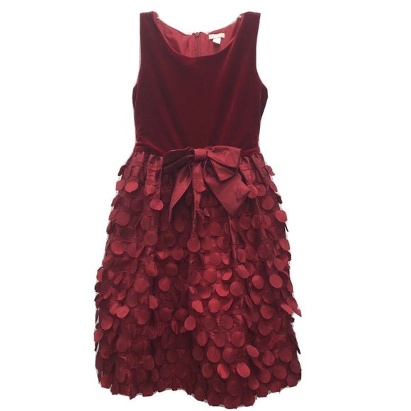 The Childrens Place Girls Sz 10 Red Velvet Dress